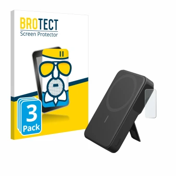 Front side of a product packaging with the brand logo BROTECT. Next to it is the device Anker MagGo shown with the correspondi