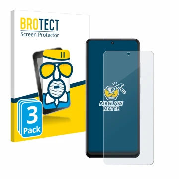 Front side of a product packaging with the brand logo BROTECT. Next to it is the device realme 12 4G shown with the correspond