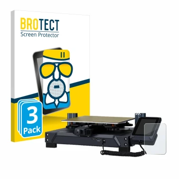 Front side of a product packaging with the brand logo BROTECT. Next to it is the device Elegoo Neptun 4 shown with the corresp