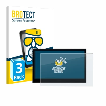 Front side of a product packaging with the brand logo BROTECT. Next to it is the device Wacom Movink 13 shown with the corresp