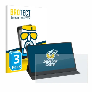 Front side of a product packaging with the brand logo BROTECT. Next to it is the device Yodoit PTM15 15.6