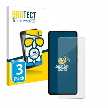 Front side of a product packaging with the brand logo BROTECT. Next to it is the device HMD Pulse shown with the corresponding