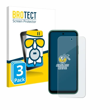 Front side of a product packaging with the brand logo BROTECT. Next to it is the device Nokia XR21 Limited Edition shown with 