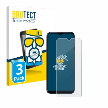 Front side of a product packaging with the brand logo BROTECT. Next to it is the device Nokia G60 5G shown with the correspond