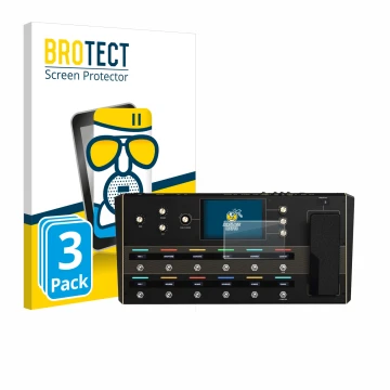 Front side of a product packaging with the brand logo BROTECT. Next to it is the device Headrush Prime shown with the correspo
