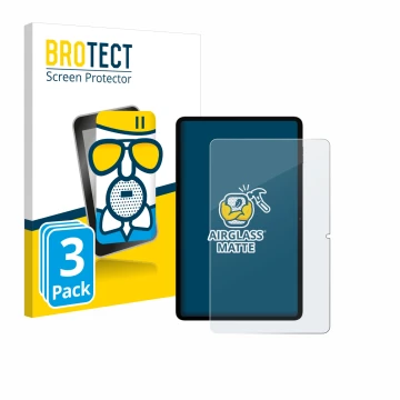 Front side of a product packaging with the brand logo BROTECT. Next to it is the device Blackview Tab 18 shown with the corres