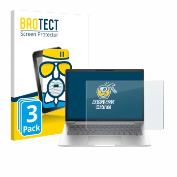 Front side of a product packaging with the brand logo BROTECT. Next to it is the device HP ProBook 440 G11 shown with the corr