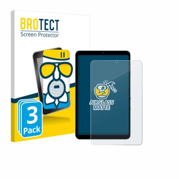 Front side of a product packaging with the brand logo BROTECT. Next to it is the device Alldocube iPlay 60 Mini Pro shown with