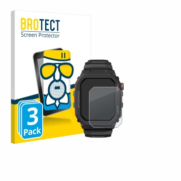 Front side of a product packaging with the brand logo BROTECT. Next to it is the device Zeblaze Ares GPS shown with the corres