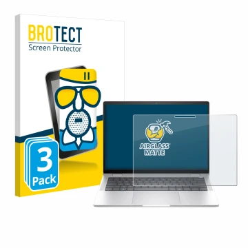 Front side of a product packaging with the brand logo BROTECT. Next to it is the device HP EliteBook x360 1040 14 G11 2-in-1 s