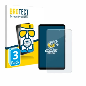 Front side of a product packaging with the brand logo BROTECT. Next to it is the device Xiaomi Redmi Pad SE 8.7 shown with the