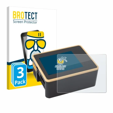 Front side of a product packaging with the brand logo BROTECT. Next to it is the device Junsi iCharger X6 shown with the corre