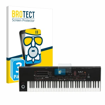 Front side of a product packaging with the brand logo BROTECT. Next to it is the device KORG Pa4x shown with the corresponding