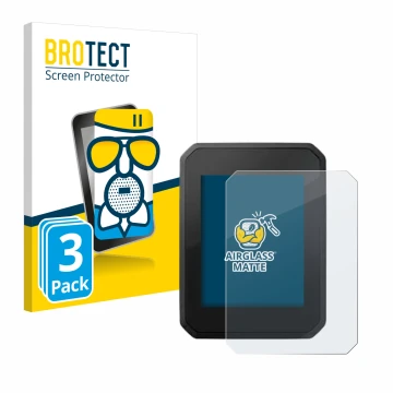 Front side of a product packaging with the brand logo BROTECT. Next to it is the device FIT Display Compact 2.0 shown with the
