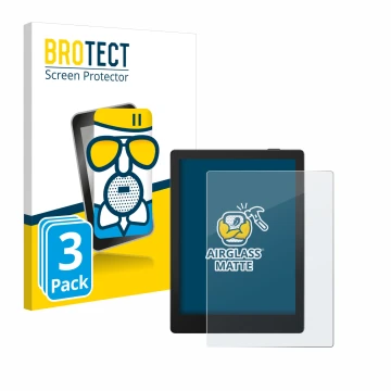 Front side of a product packaging with the brand logo BROTECT. Next to it is the device Boox Go 6 shown with the corresponding