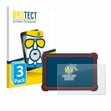 Front side of a product packaging with the brand logo BROTECT. Next to it is the device Thinktool Master 2 shown with the corr