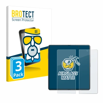 Front side of a product packaging with the brand logo BROTECT. Next to it is the device Honor Magic V3 (inneres Display) shown