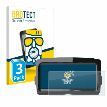 Front side of a product packaging with the brand logo BROTECT. Next to it is the device Harley Davidson Soundstream V2 shown w