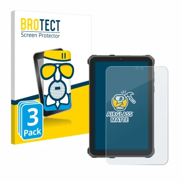 Front side of a product packaging with the brand logo BROTECT. Next to it is the device Oukitel RT3 Pro shown with the corresp