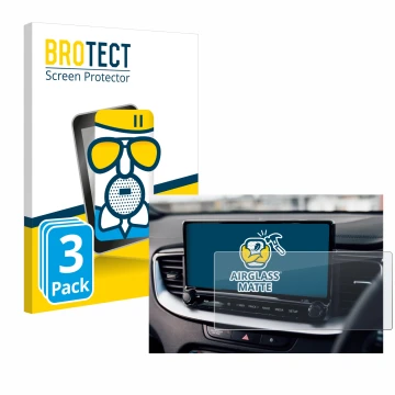 Front side of a product packaging with the brand logo BROTECT. Next to it is the device Kia XCeed 2024 shown with the correspo