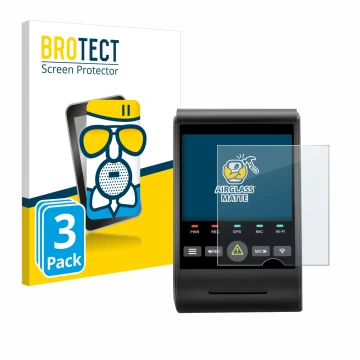 Front side of a product packaging with the brand logo BROTECT. Next to it is the device VIOFO A229 PRO shown with the correspo