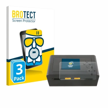 Front side of a product packaging with the brand logo BROTECT. Next to it is the device Gens Ace IMARS D300 shown with the cor