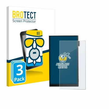 Front side of a product packaging with the brand logo BROTECT. Next to it is the device iBasso DX180 shown with the correspond