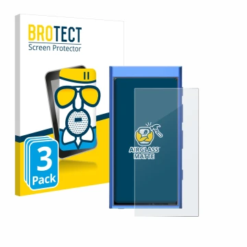 Front side of a product packaging with the brand logo BROTECT. Next to it is the device Hiby Digital M300 shown with the corre