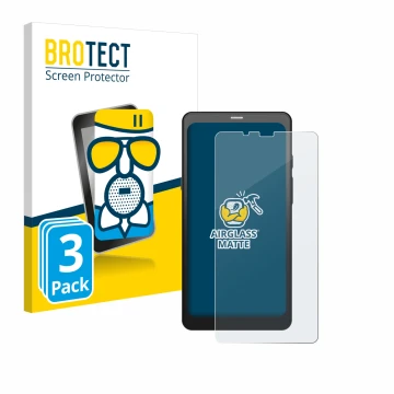 Front side of a product packaging with the brand logo BROTECT. Next to it is the device Boox Palma 2 shown with the correspond