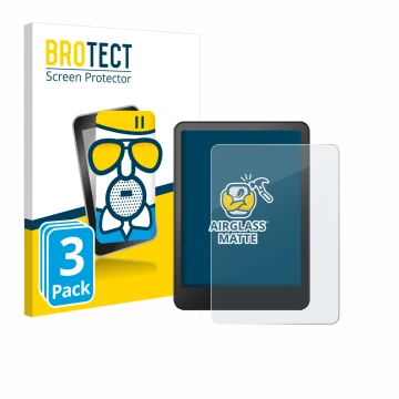 Front side of a product packaging with the brand logo BROTECT. Next to it is the device Amazon Kindle Colorsoft Signature Edit