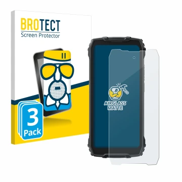 Front side of a product packaging with the brand logo BROTECT. Next to it is the device Blackview BV7300 shown with the corres