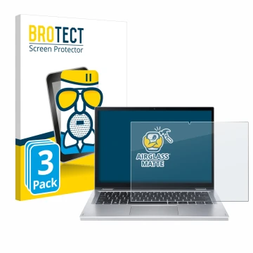 Front side of a product packaging with the brand logo BROTECT. Next to it is the device Acer Aspire 3 Spin A3SP14 shown with t