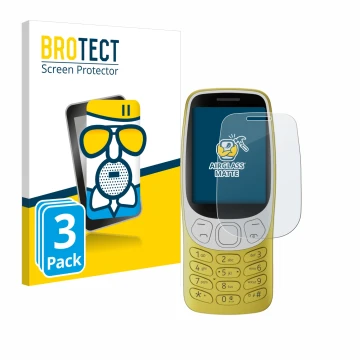 Front side of a product packaging with the brand logo BROTECT. Next to it is the device Nokia 3210 shown with the correspondin