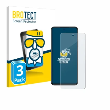 Front side of a product packaging with the brand logo BROTECT. Next to it is the device ZTE Blade A75 4G shown with the corres