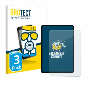 Front side of a product packaging with the brand logo BROTECT. Next to it is the device Xiaomi Pad 7 shown with the correspond