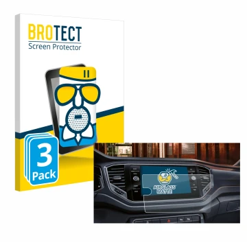 Front side of a product packaging with the brand logo BROTECT. Next to it is the device Volkswagen Touran 2.0 Discover Media 8