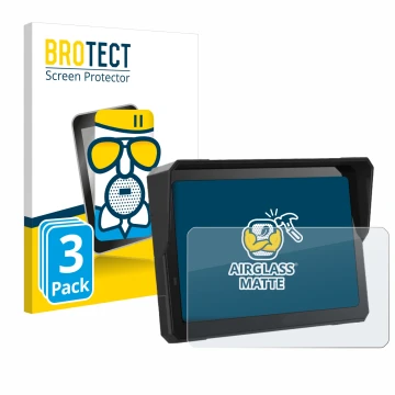 Front side of a product packaging with the brand logo BROTECT. Next to it is the device Carpuride W702 Pro 7