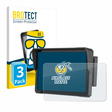 Front side of a product packaging with the brand logo BROTECT. Next to it is the device Carpuride W702B Pro 7