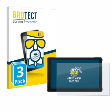 Front side of a product packaging with the brand logo BROTECT. Next to it is the device Podofo Motorrad Carplay 7