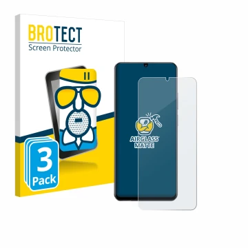 Front side of a product packaging with the brand logo BROTECT. Next to it is the device realme Note 60 4G shown with the corre