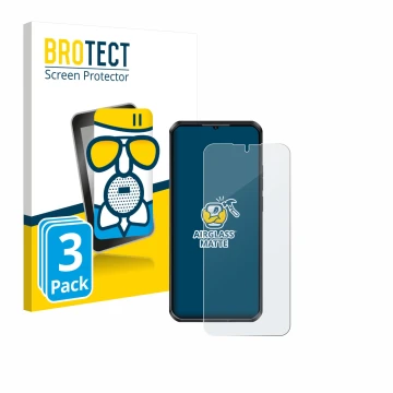 Front side of a product packaging with the brand logo BROTECT. Next to it is the device Oukitel WP52 shown with the correspond