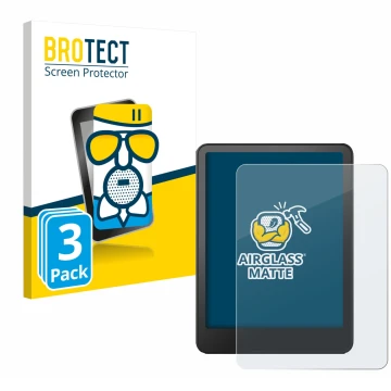 Front side of a product packaging with the brand logo BROTECT. Next to it is the device Amazon Kindle Paperwhite 2024 (12. Gen