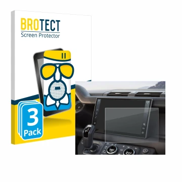 Front side of a product packaging with the brand logo BROTECT. Next to it is the device Land Rover Defender (2025) 10