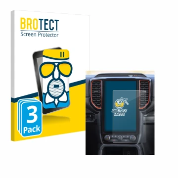 Front side of a product packaging with the brand logo BROTECT. Next to it is the device Ford Ranger XLT (2024) shown with the 