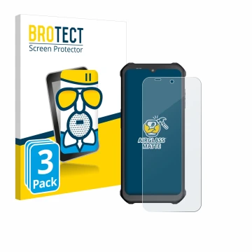 Front side of a product packaging with the brand logo BROTECT. Next to it is the device Sonim XP400 shown with the correspondi