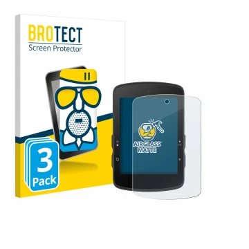 Front side of a product packaging with the brand logo BROTECT. Next to it is the device Bryton Rider S510 shown with the corre