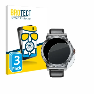 Front side of a product packaging with the brand logo BROTECT. Next to it is the device LIGE SML6-R-E 1.43
