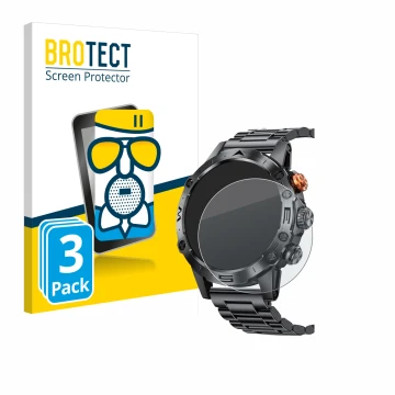 Front side of a product packaging with the brand logo BROTECT. Next to it is the device DekeFit MT43PRO 1.53