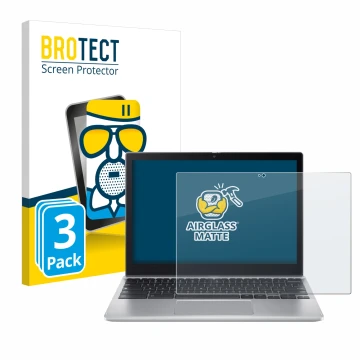 Front side of a product packaging with the brand logo BROTECT. Next to it is the device Acer Chromebook Spin 312 shown with th