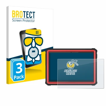 Front side of a product packaging with the brand logo BROTECT. Next to it is the device Launch X-431 PRO3S+ Elite shown with t